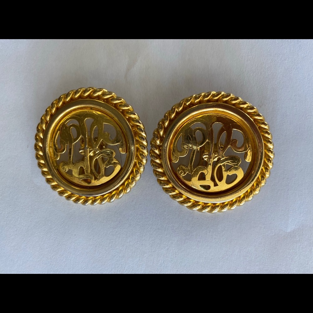 John Wind designer Monogram clip-on earrings